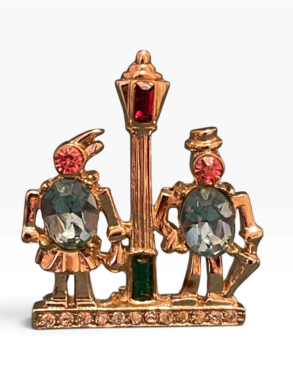 *RARE* 1940’s Unsigned Coro Adolph Katz Couple Under Lamppost Rhinestone Brooch